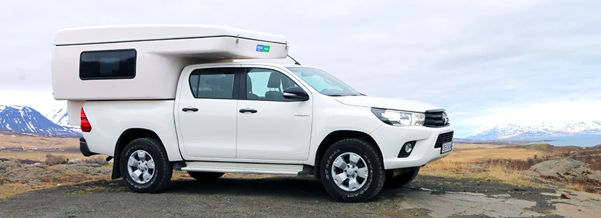 The Toyota Hilux 4x4 Camper awaits your next adventure when exploring Iceland